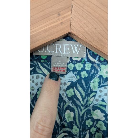 J. Crew Cotton Poplin Pajamas Fauna Floral Blue Leopard - Picture 6 of 13